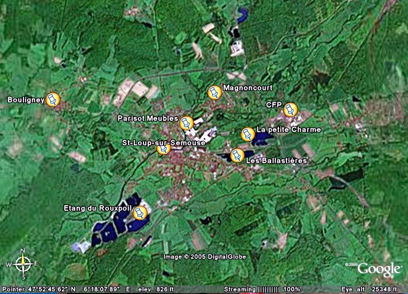 Vue satellite de Saint Loup sur Semouse